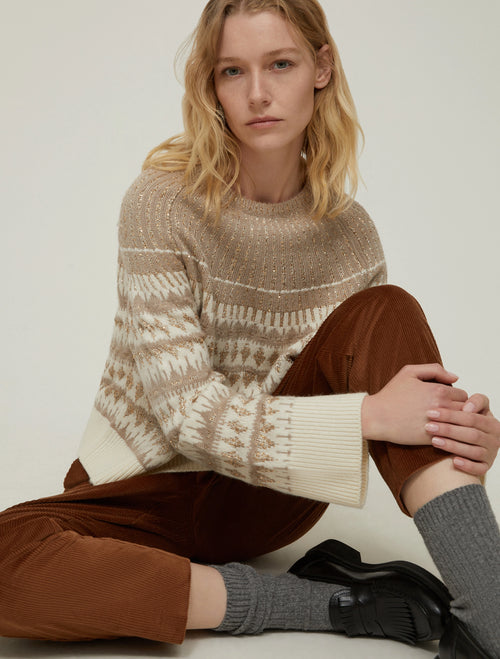 Maglia jacquard con paillettes