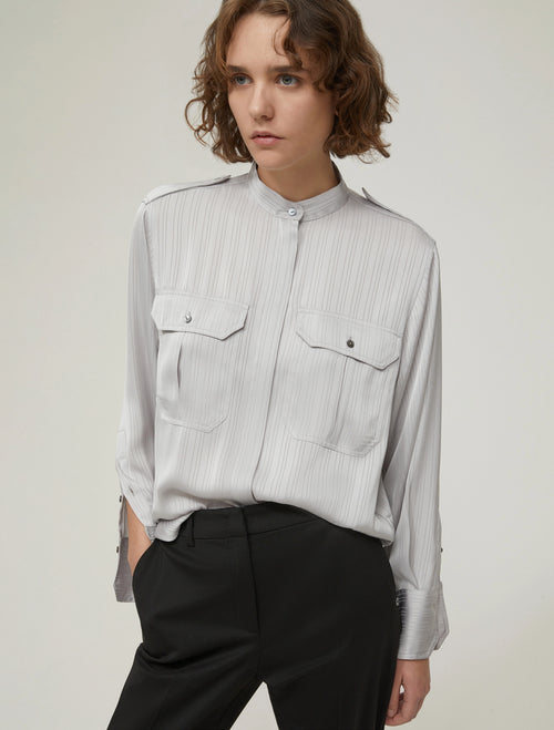 Camicia in raso con texture a righe