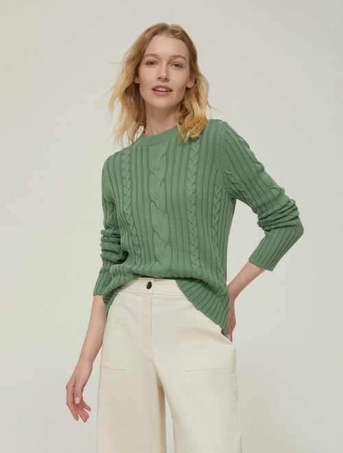 Maglia slim fit a trecce e coste