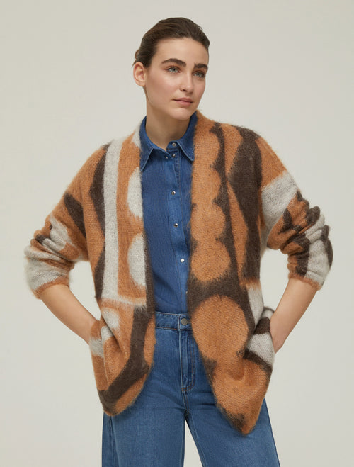 Cardigan in mohair jacquard