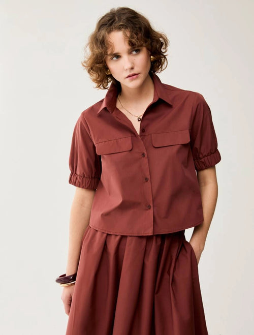 Camicia cropped in popeline