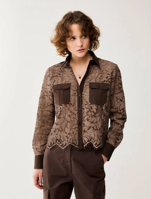 Camicia in pizzo e popeline