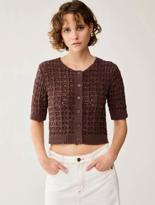 Cropped Cardigan a punto 3D