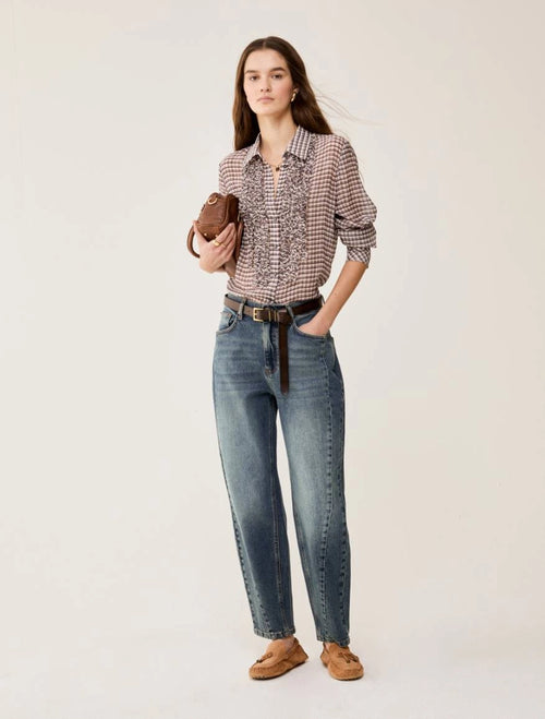 Jeans barrel leg stone washed