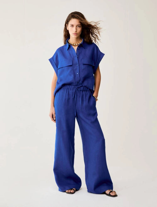 Pantaloni ampi in puro lino